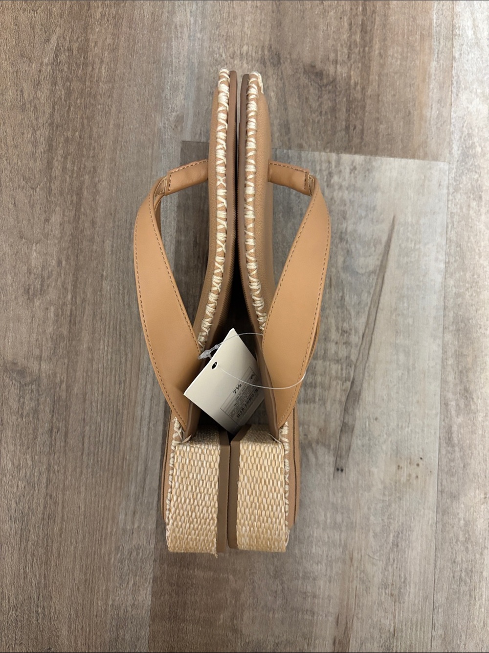 a new day Tan Women's Thong Sandals with Contrast Stitch Trim - Picture 2 of 5